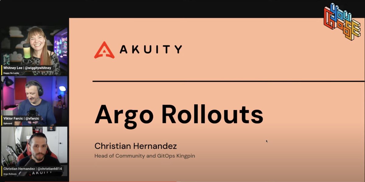 akuityio's tweet photo. ๐ Missed the 'You Choose' live stream? Catch the replay where @christianh814 demos #Argo Rollouts! ๐ค
๐บ Watch here: https://t.co/gm6967bozQ
๐ณ๏ธ Vote for #ArgoRollouts before it closes: https://t.co/xulGGPW7nw
#ArgoCD #ProgressiveDelivery #ArgoProject #YouChoose https://t.co/NMRlu5EbRi