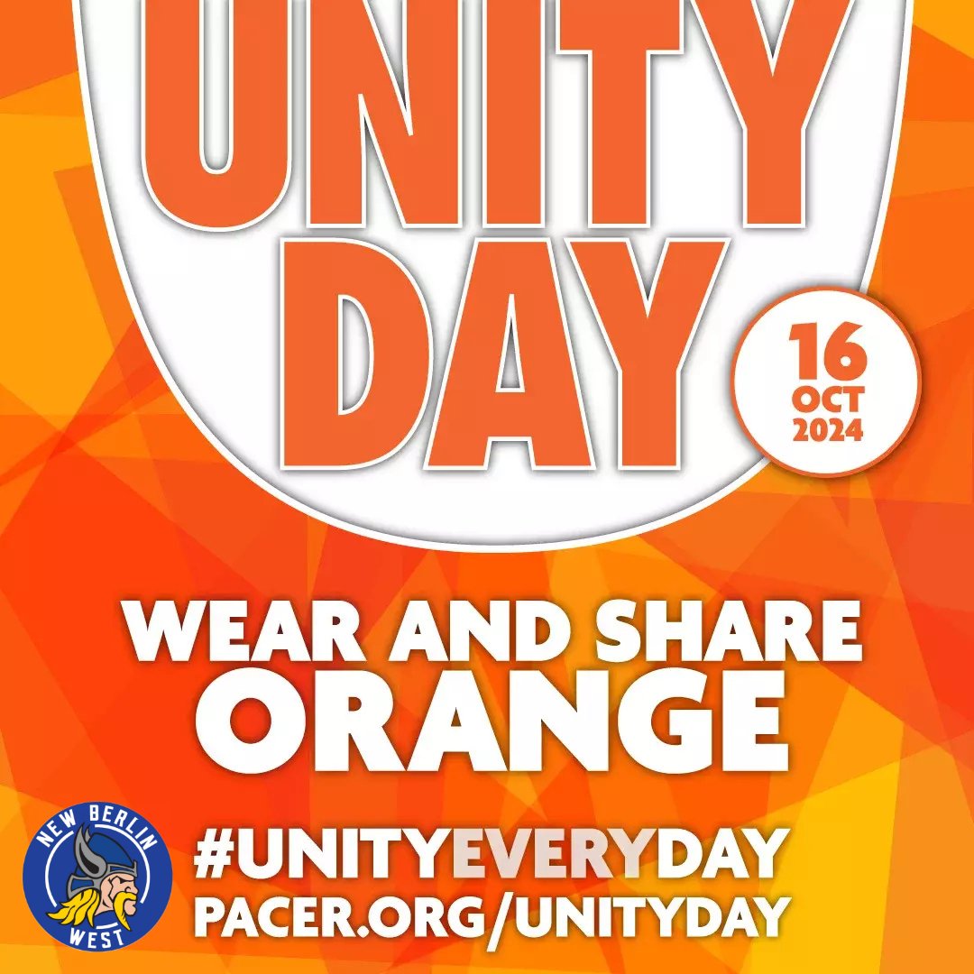 WestSDNB's tweet photo. Unity Day 2024 is here, Vikings! 🧡 Let’s unite for kindness, inclusion, and acceptance today and every day. Together, #VikingNation can make a lasting impact! #UnityDay2024 #GoVikes https://t.co/nqbWPxW3sG