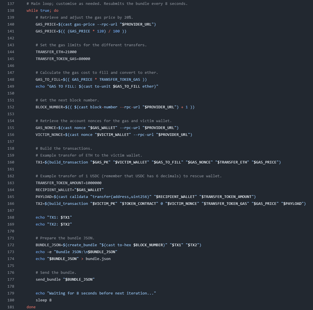 pcaversaccio's tweet image. Over the past few years, I've seen countless folks scrambling to recover tokens from compromised wallets besieged by sweeper bots. So, I decided to take action and create an open-source (white hat) frontrunning script designed to outsmart these fuckers and recover vulnerable…