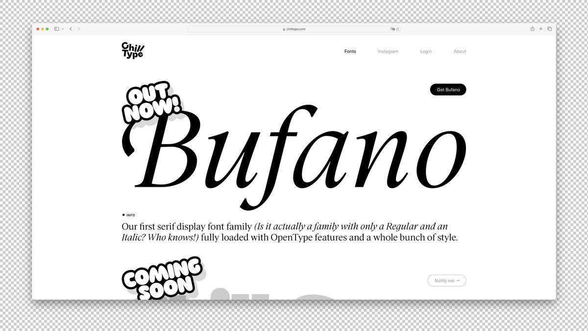 I’m extremely excited to announce that the website for my foundry <a href="/chilltypeco/">chilltypeco</a> is finally live! It took a minute, but here we are. Head over there and check out what I’ve cobbled together! → chilltype.com