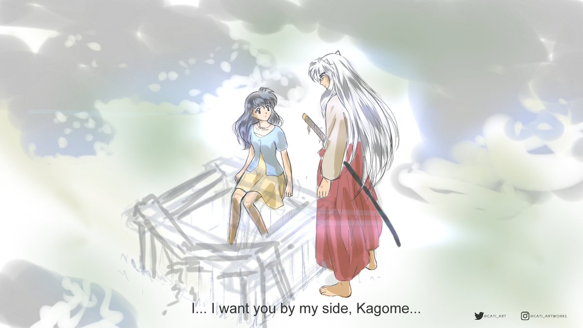 Work in progress of another InuKag manga moment that was cut from the anime version. This one is so special to me! And I also decided to draw Kagome with the outfit she is wearing in the anime, so it fits better the scene. 💕

#inuyasha #inukag #kagome #inuyashafanart