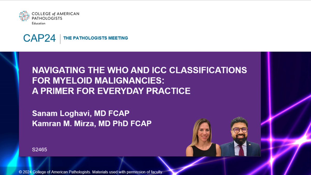 Gearing up for #CAP2024--Excited to join Dr. Sanam Loghavi <a href="/sanamloghavi/">Sanam Loghavi, MD صنم لغوی 🔬🧬</a> to discuss practical approaches to navigating WHO &amp; ICC classifications for #myeloid malignancies. Let’s dive into key updates and their everyday application -- see you there! #Pathology #Hemepath #leusm