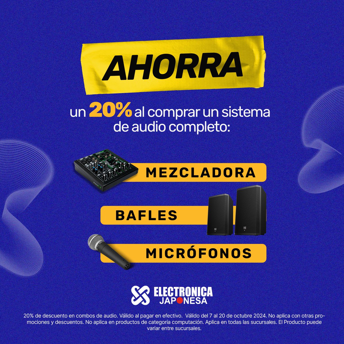 eJaponesa's tweet photo. 🔊 ¡Octubre a TODO VOLUMEN! 🔥 Aprovecha nuestras ofertas especiales en equipos de audio profesionales 🎤🎛️ para llevar tu sonido al siguiente nivel. ¡No te lo pierdas! #OctubreATodoVolumen #AudioProfesional #ElectrónicaJaponesa https://t.co/j0H9ZhiAZp