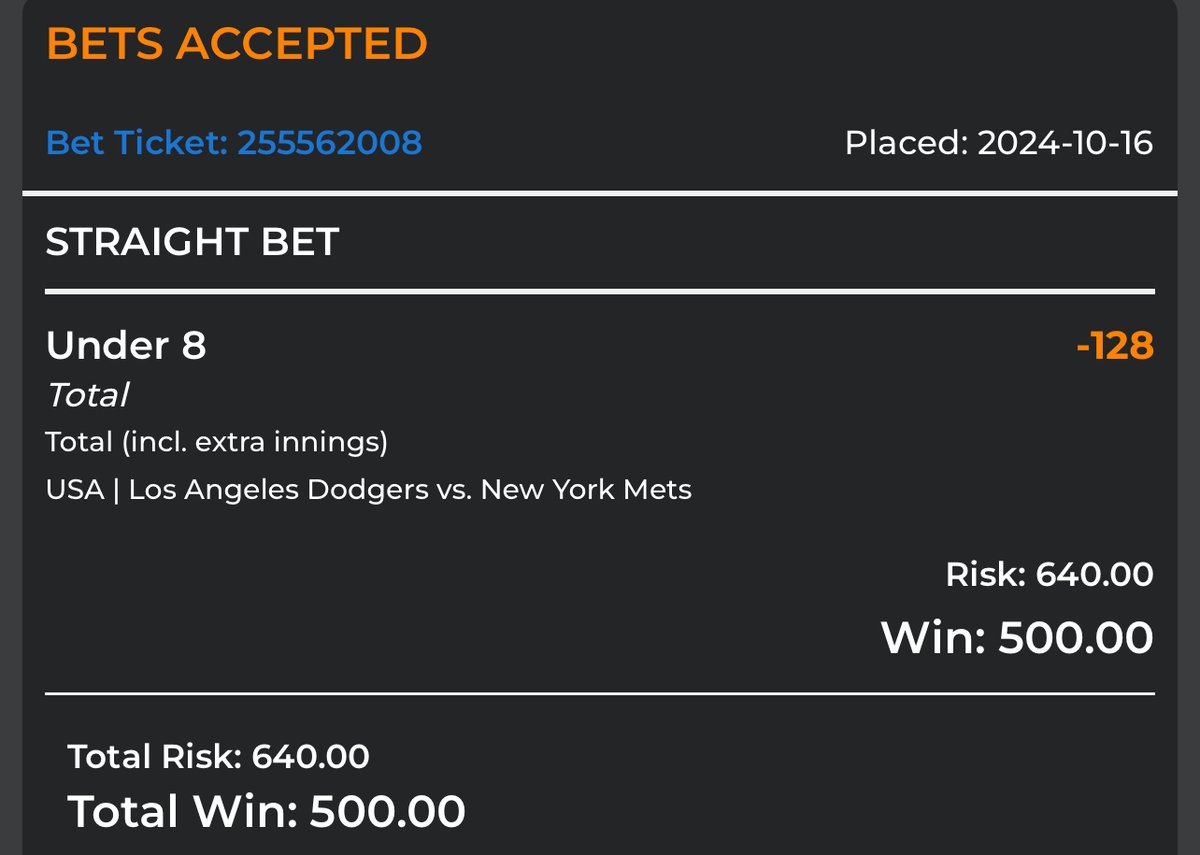 captainpickswin's tweet photo. Let's see who of our followers is seeing our posts...

MLB GAME 3 NLCS

⭐️TOP PLAY⭐️

CaptainPicks &amp; WinMiner

FIRST PITCH 8:00 PM EASTERN

2.0 UNIT ML PLAY

MONEY METS ML (-105)

1.0 UNIT ALT TOTAL PLAY

DODGERS vs MONEY METS UNDER 8 (-125) ⚾️

https://t.co/QW6CBEX8l5 https://t.co/rZ4rjttaeZ