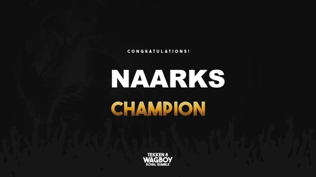 wagboy919's tweet photo. 🎉 Big congrats to Naarks, the winner of the Royal Rumble! 👑 Huge thanks to everyone who joined and showed support🙏 I’m so glad everyone enjoyed the event❤️We all smashed it and it was W event! 🙌Couldn’t have done it without you all. THANK YOU🙏🔥 #RoyalRumble #Tekken8 https://t.co/HjFtXLxRx1