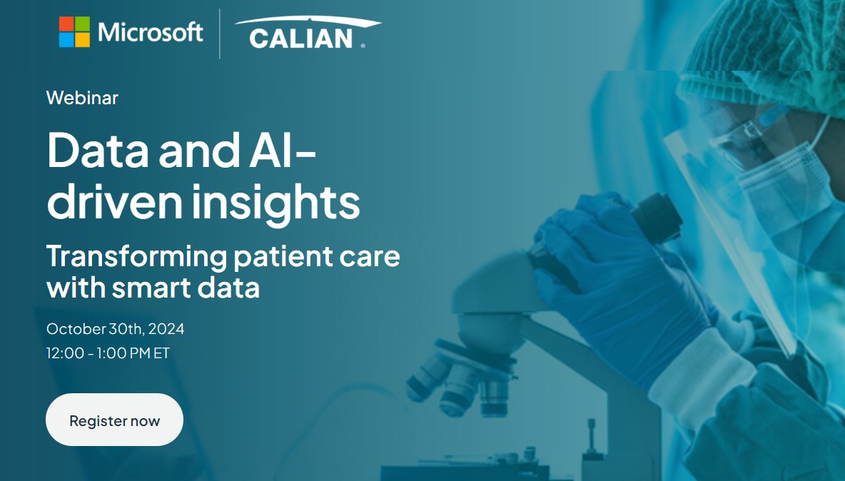 Colin_Hung's tweet image. Microsoft Fabric is revolutionizing healthcare.

I'm joining @CalianGroup's Healthcare Fabric Webinar tomorrow to share how data-driven care and workforce optimization are improving patient outcomes: itcs.calian.com/healthcare-fab…

#HealthcareWebinar #PredictiveCare #HITSM