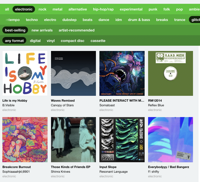 sophia_hjkl's tweet photo. Breakcore Burnout on the front page of Bandcamp rn for both Glitch and Breaks AND in the top 4 best selling on the breakcore tag rn and its not even out yet UWU https://t.co/9xof1gKj6j