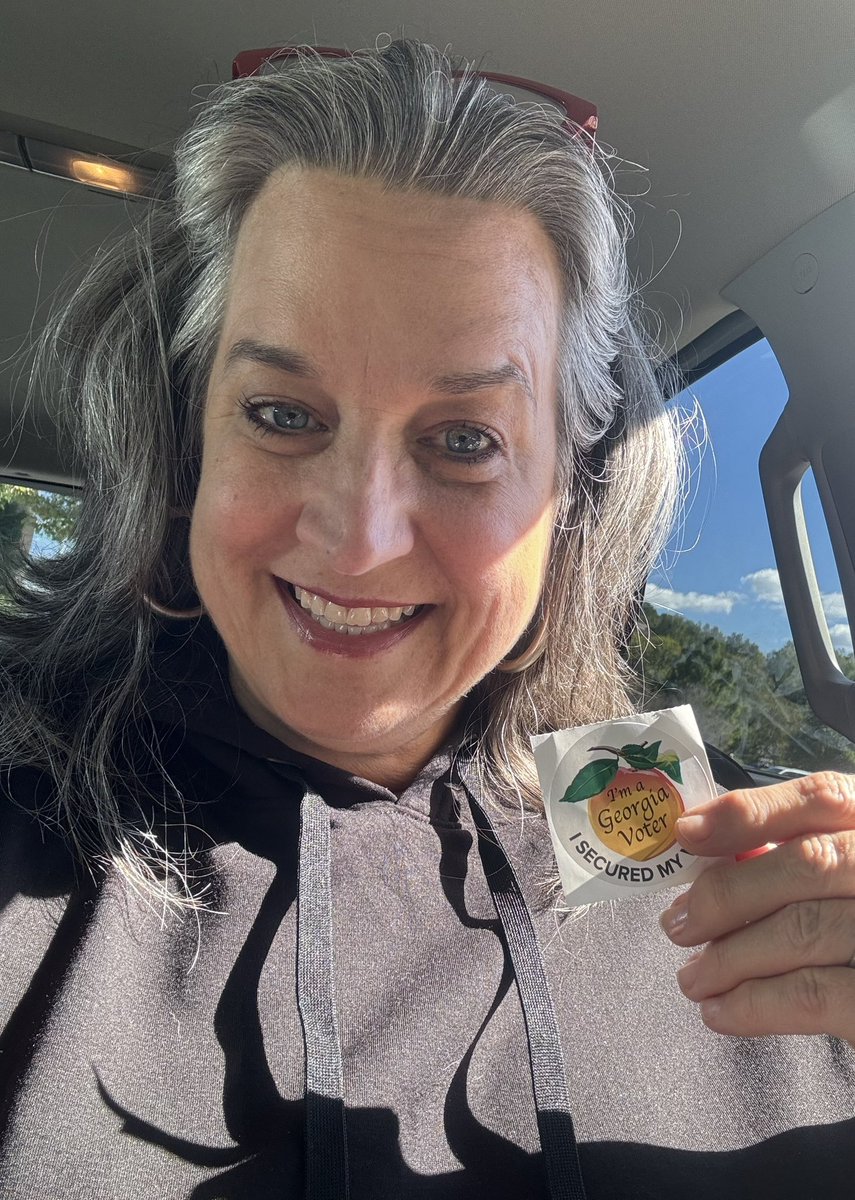 SusanHatesBS's tweet photo. It’s a beautiful day in GA and I was thrilled to vote for Madam President. 
#WeAreNotGoingBack https://t.co/2C8WjnrHf5