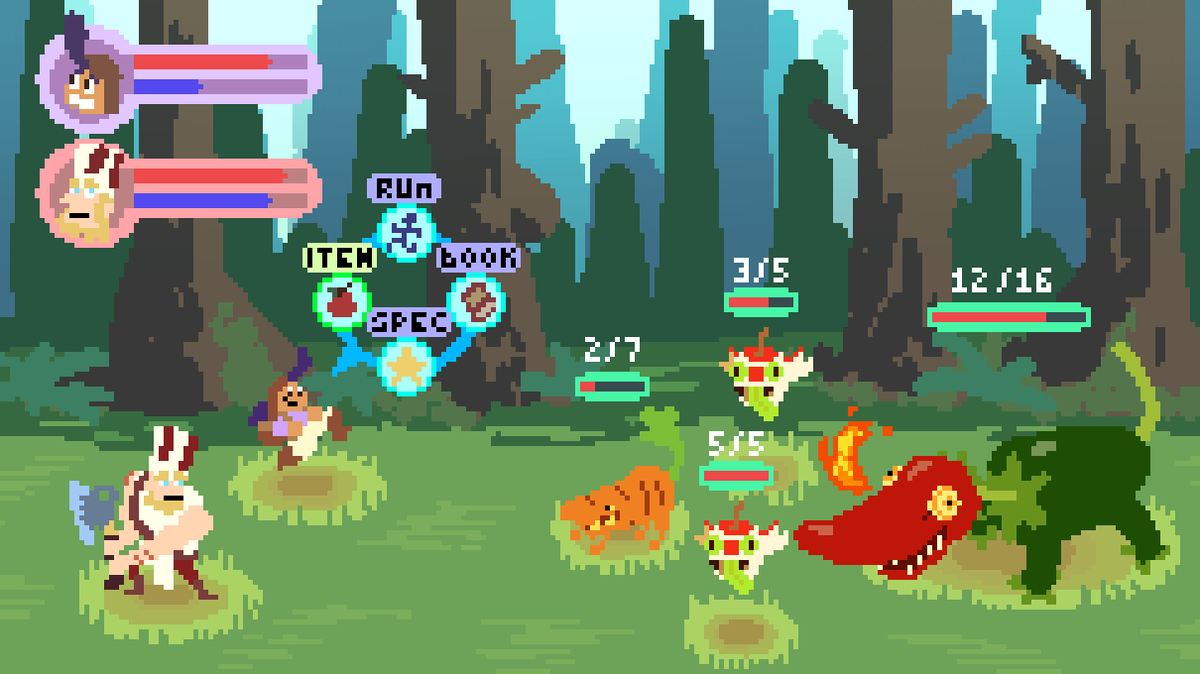 OrangeAndInsane's tweet photo. Since I'm prepping the Quest Chefs pitch, I also made this quick little mockup for what a Quest Chefs video game might look like.

I've got like two or three ideas for a game adaptation already, but one of my favorites would be an RPG like the Mario &amp; Luigi series. https://t.co/W4XIozZVPI