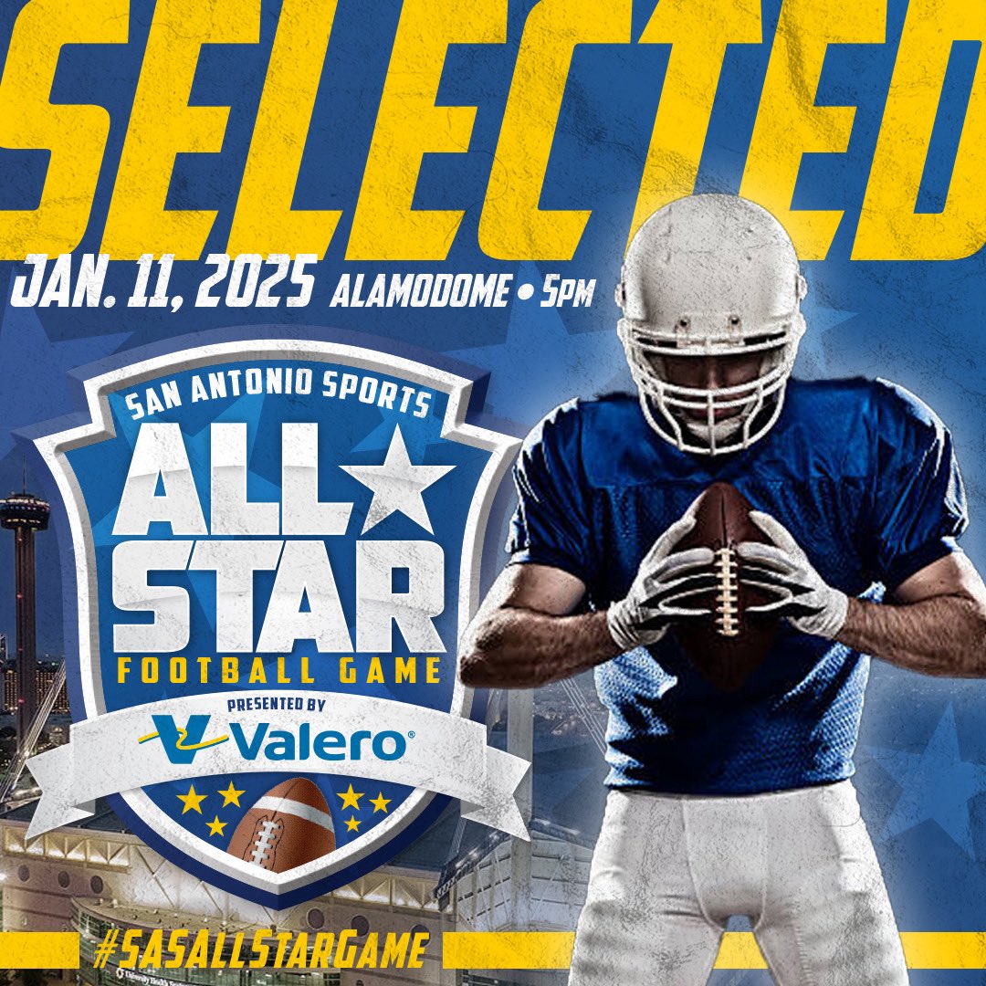 I’m very blessed to have been chosen to compete in this years San Antonio All Star Football Game! Thanks to all of the coaches that have helped me along the way! <a href="/TFNDFootball/">Tivy Football</a>  <a href="/SA_Sports/">San Antonio Sports</a> 
#SASAllStarGame