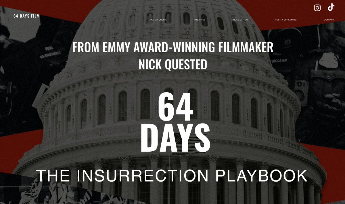 EXCLUSIVE ONE-TIME ONLY SCREENING

"64 Days" a Nick Quested film about the Proud Boys seditious conspiracy against the United States after Joe Biden won the 2020 election.

Streaming live here and on Facebook Friday night, Oct. 18th at 9:30 pm Eastern/6:30 pm Pacific.