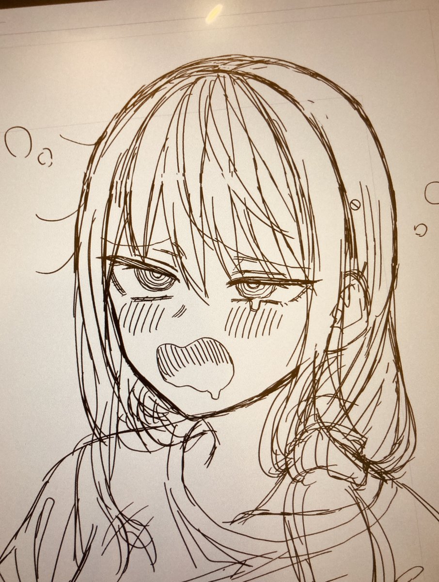朝なので寝起き若葉さんのペン入れをします😴💤💤💤 