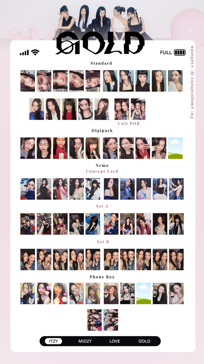 magicaltwice's tweet photo. Itzy Gold Full Photocard Template
YEJI LIA RYUJIN CHAERYEONG YUNA
#ITZY_gold #ITZY #ITZYComeback #golditzy #ITZY_ImaginaryFriend
โจ๐ you can use it but don't cut my @
๐ missing 2 photocards https://t.co/RqYP1gTQAn