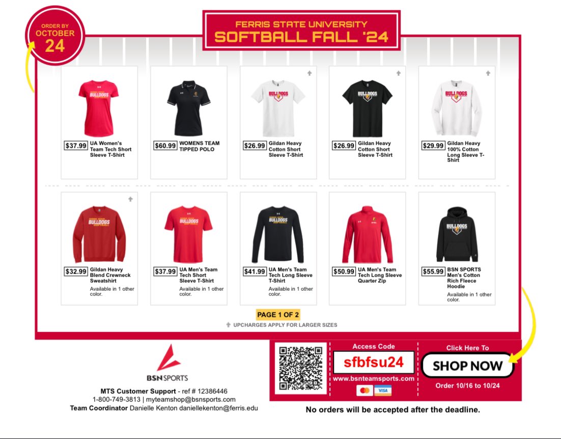 The Bulldog Softball Team Store is NOW OPEN! Show your support for the Bulldogs! 

The shop will close on October 24th at midnight! 

🔗: bit.ly/486SriJ