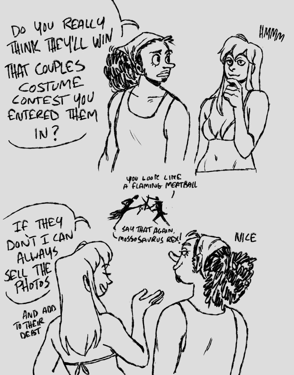 uh. this started as me being sent that sexy dinosaur costume and deciding to draw Zoro in it and it spiraled out of control. trying to design a sexy meteor costume is not easy #zosan