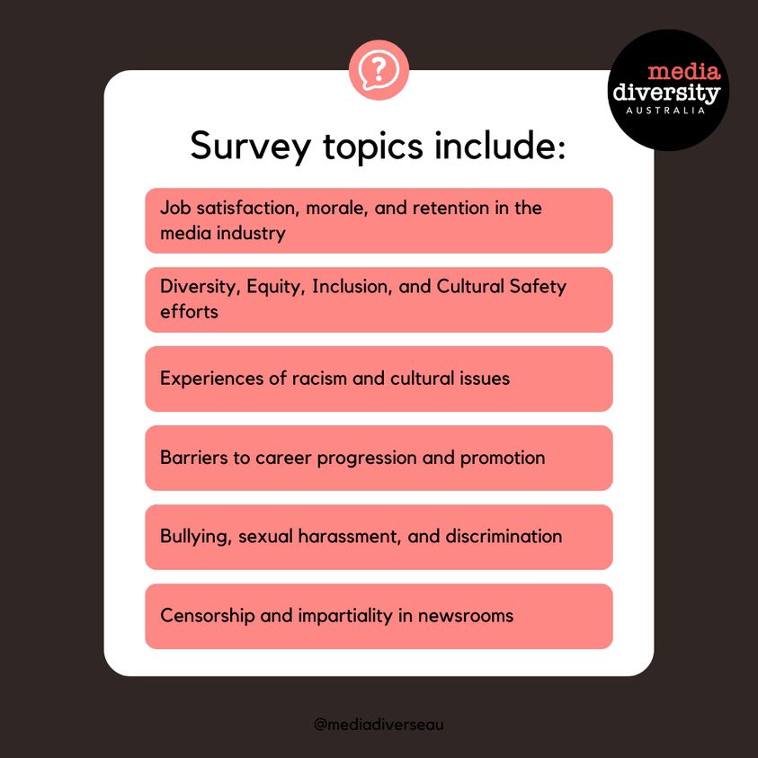 ‼️CALLING ALL JOURNALISTS‼️

If you haven’t had a chance yet, we invite you to take part in our national survey and help us shape the future of the journalism industry. 

Fill survey here: uoc.syd1.qualtrics.com/jfe/form/SV_23…

#mda2024survey #culturalsafety #media #journalism