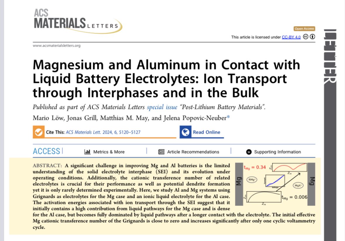 Jelena Popović-Neuber (@jelenaneuber) on Twitter photo Have a look at new 📑 in <a href="/ACSMatLett/">ACS Materials Letters</a> where we 👀into Mg and Al metal interphases and bulk behaviour of typical liquid 🔋 electrolytes with electrochemical methods. pubs.acs.org/doi/10.1021/ac… Have a look at new 📑 in <a href="/ACSMatLett/">ACS Materials Letters</a> where we 👀into Mg and Al metal interphases and bulk behaviour of typical liquid 🔋 electrolytes with electrochemical methods. pubs.acs.org/doi/10.1021/ac…