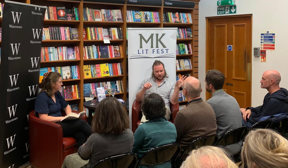 MKlitfest's tweet photo. Another great event at @WaterstonesMK  as we welcome Samuel Sargeant (@SM_Sargeant) as part of The Bookshop Series, talking with Dr Molly Ziegler about his novel Faith of their Fathers: A Saga of Iceland. #historicalfiction #miltonkeynes @NeemTreePress https://t.co/kpc3Ixq8vS