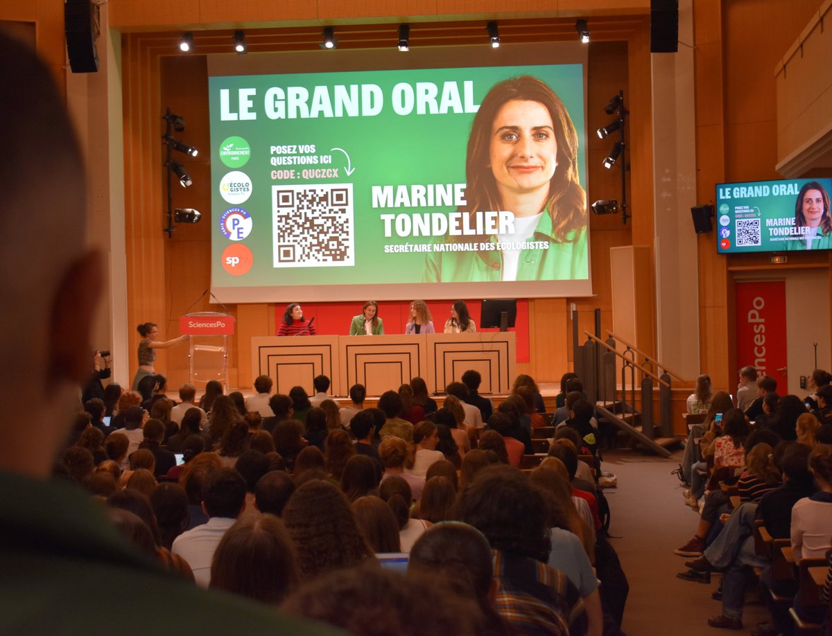 ParlementScPo's tweet photo. Ce soir, nous recevons en partenariat avec @ecolos_scpo @sciencespotv et @sciencespoenv, @marinetondelier, secrétaire nationale des Écologistes ! Elle évoque avec nous son parcours, et l’actualité politique et parlementaire 🏛️! https://t.co/wth7hkygJK