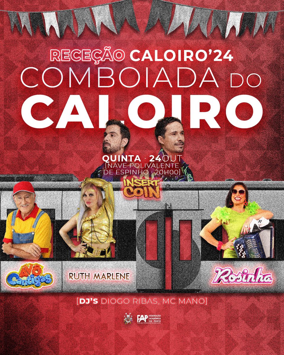 Se a viagem vai ser boa, a noite vai ser ainda melhor 🔥

Uma noite dedicada ao pimba, na melhor companhia que poderíamos ter. E sabem quem é que não pode faltar? VOCÊS 😎 

Garante já o teu lugar no Comboio do Caloiro 🎫

#FAP #SomosAcademia #Receção #ReceçãoaoCaloiro24