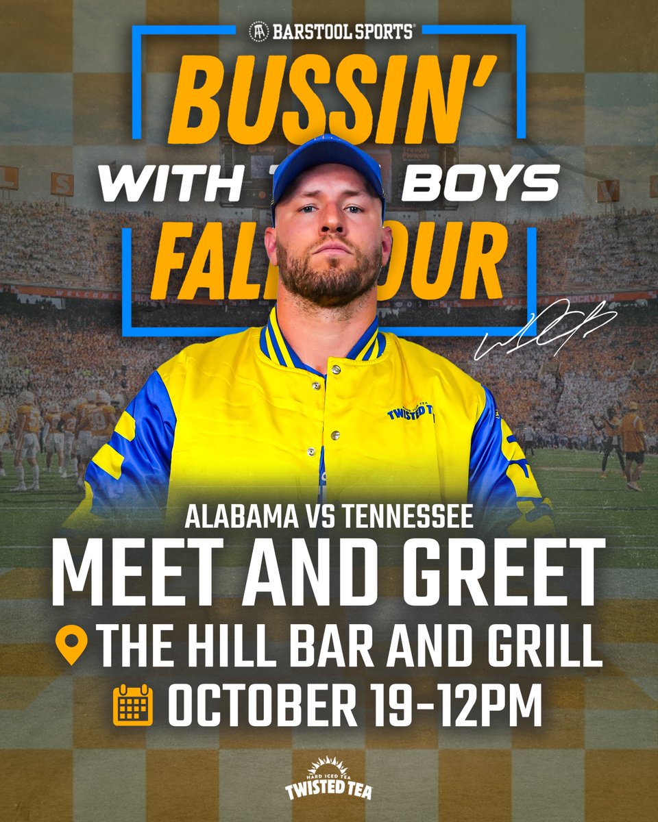 _willcompton's tweet photo. This weekend we are at Alabama vs Tennessee!!!

Come to The Hill at noon and say what’s up

🍊 🍊🍊 https://t.co/LQ6SI7X7d7