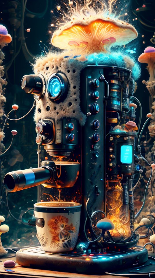 BadToxicAI's tweet photo. #MyceliumTech #scifi #Psychedelic #Mycelia #spongy #coffee #machine #coffeeMachine #LoRA #LoRAMyceliumTech #Auto1111 #StableDiffusion #safetensors #AIArt #AIFilter #AI #Kunst #art #lyriel v16 DPM++ 3M SDE Karras https://t.co/u23xwpy14S