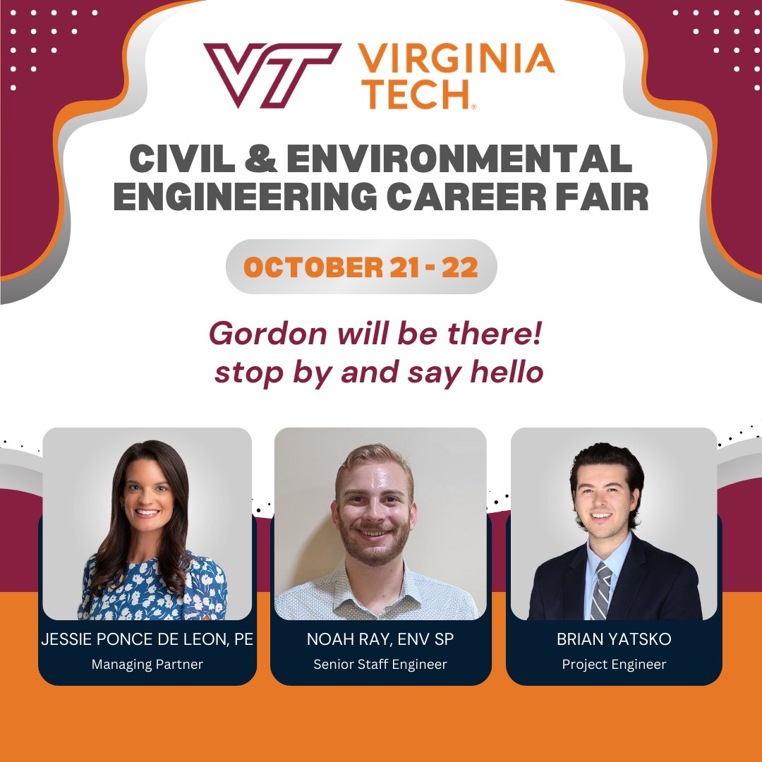 GORDON (@gordon_us) on Twitter photo looking forward to <a href="/VTEngineering/">Virginia Tech Engineering</a> <a href="/VirginiaTechCEE/">Virginia Tech Civil and Environmental Engineering</a> career fair next week. Stop by and say hello! #virginiatech #engineering #careerfair looking forward to <a href="/VTEngineering/">Virginia Tech Engineering</a> <a href="/VirginiaTechCEE/">Virginia Tech Civil and Environmental Engineering</a> career fair next week. Stop by and say hello! #virginiatech #engineering #careerfair