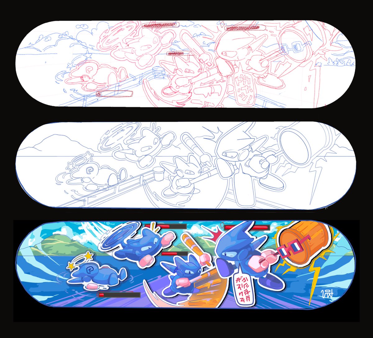 Sketch to final concept: before hand painting it in acrylic ✍🏼