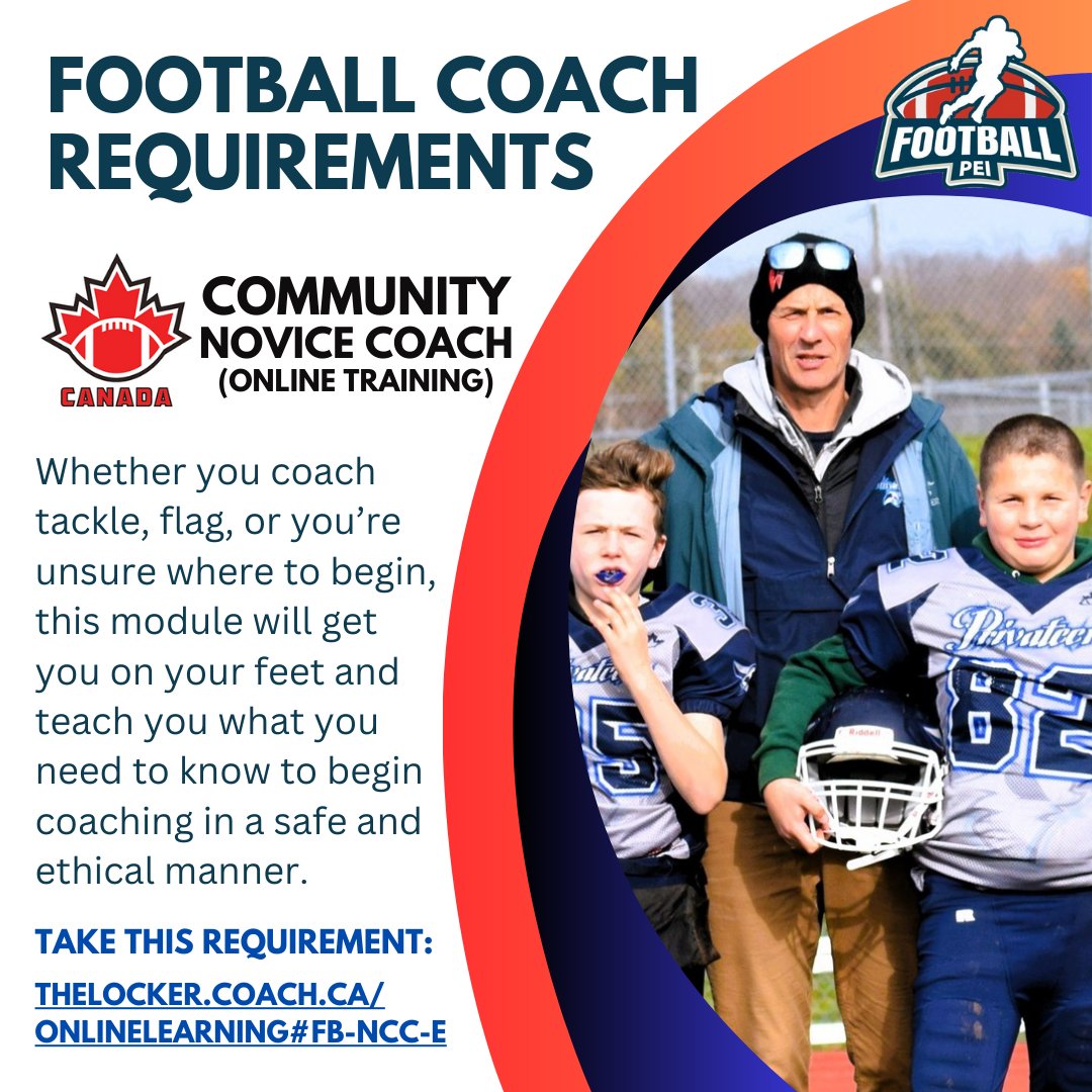 Deadline for this year's FPEI Community Tackle Coaches to have their Community Novice Coach Online Training completed is Tomorrow, Friday, October 18th.

Parents and Players, next time you see your coach, be sure to ask them if they have all their Coach Requirements completed. 😉