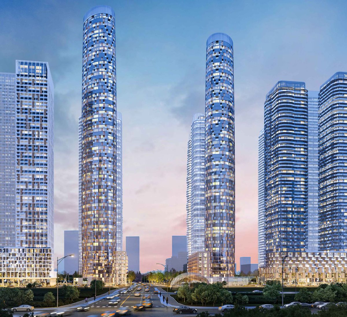 Urban_Toronto's tweet photo. Introducing 3131 Highway 7; a massive multi-block community proposed for the Vaughan Metropolitan Centre, soaring as high as 74 storeys. #GTA #development #housing https://t.co/RBZjmD0VME https://t.co/zL0l4Jc1HZ