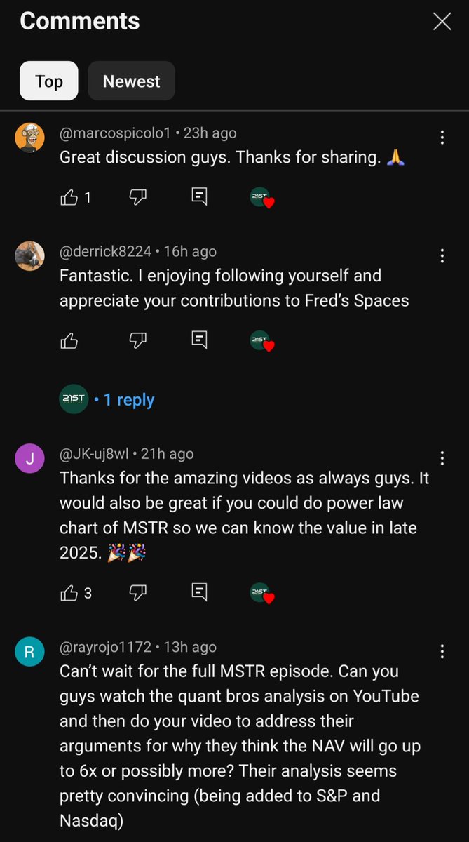 sminston_with's tweet photo. Incredible to see such positive feedback in the YouTube comments for the Best Bitcoin Data Show!!
Thanks to all who watch and support!!
#BBDS
@Sina_21st
@TheRealPlanC