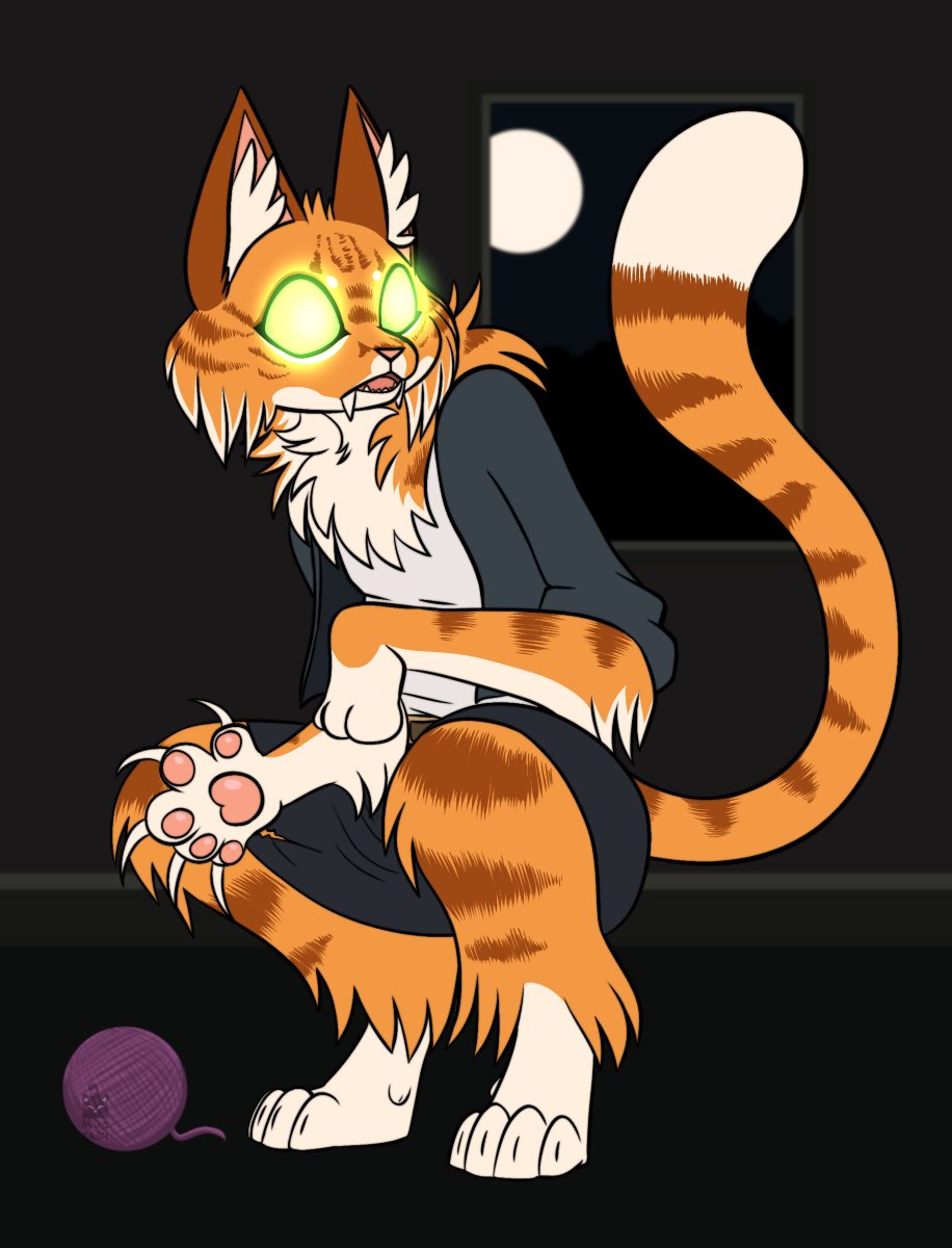 #Weretober2024 prompt is Feline!

Sometimes you just want to go home and relax after a long day, eat some good food, play with some yarn, have zoomies at 3am...

Not just me?