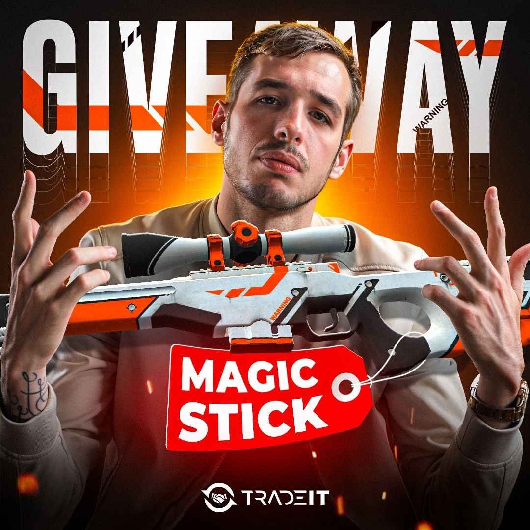 🎁 I AM GIVING AWAY A MAGIC STICK w/ <a href="/tradeit_gg/">Tradeit</a>

If you'd like to win yourself an AWP | Asiimov (FT) with "Magic Stick" name tag, do the following: 
✅ Follow <a href="/tradeit_gg/">Tradeit</a> &amp; <a href="/kennyS_/">kennyS</a> 
✅ Tag a friend in comments 
✅ Like and retweet this post

The winner will be announced on