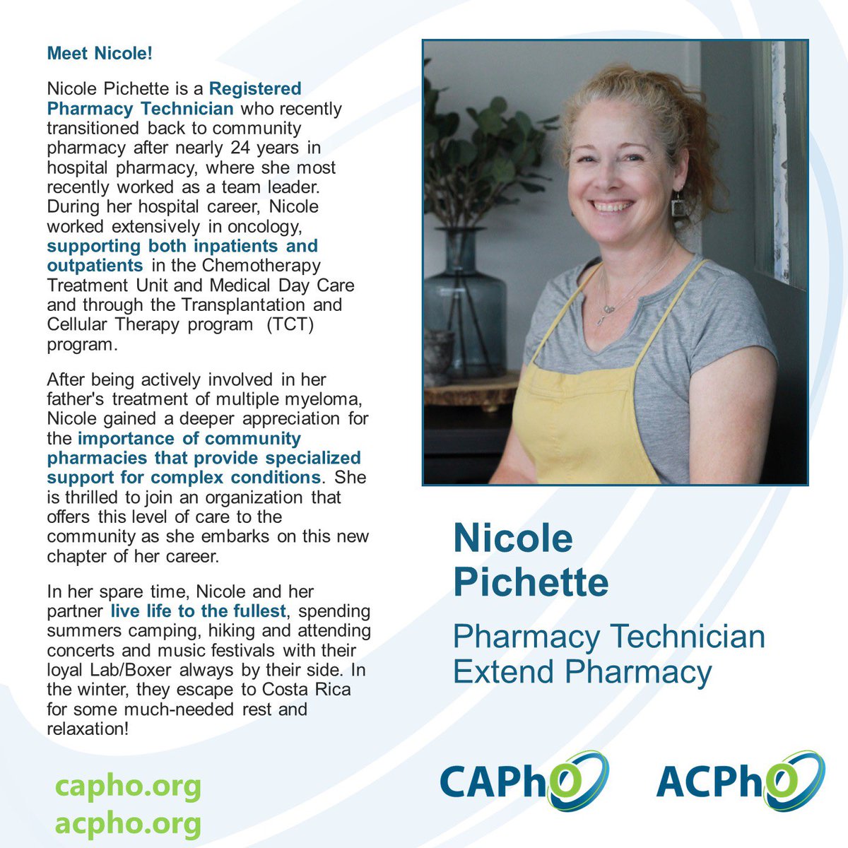CAPhO_ACPhO's tweet image. In recognition of Pharmacy Technician Day, CAPhO is pleased to highlight #pharmacytechnician members and the vital role they play on the healthcare team! 👏

#rxtech #rxtechday