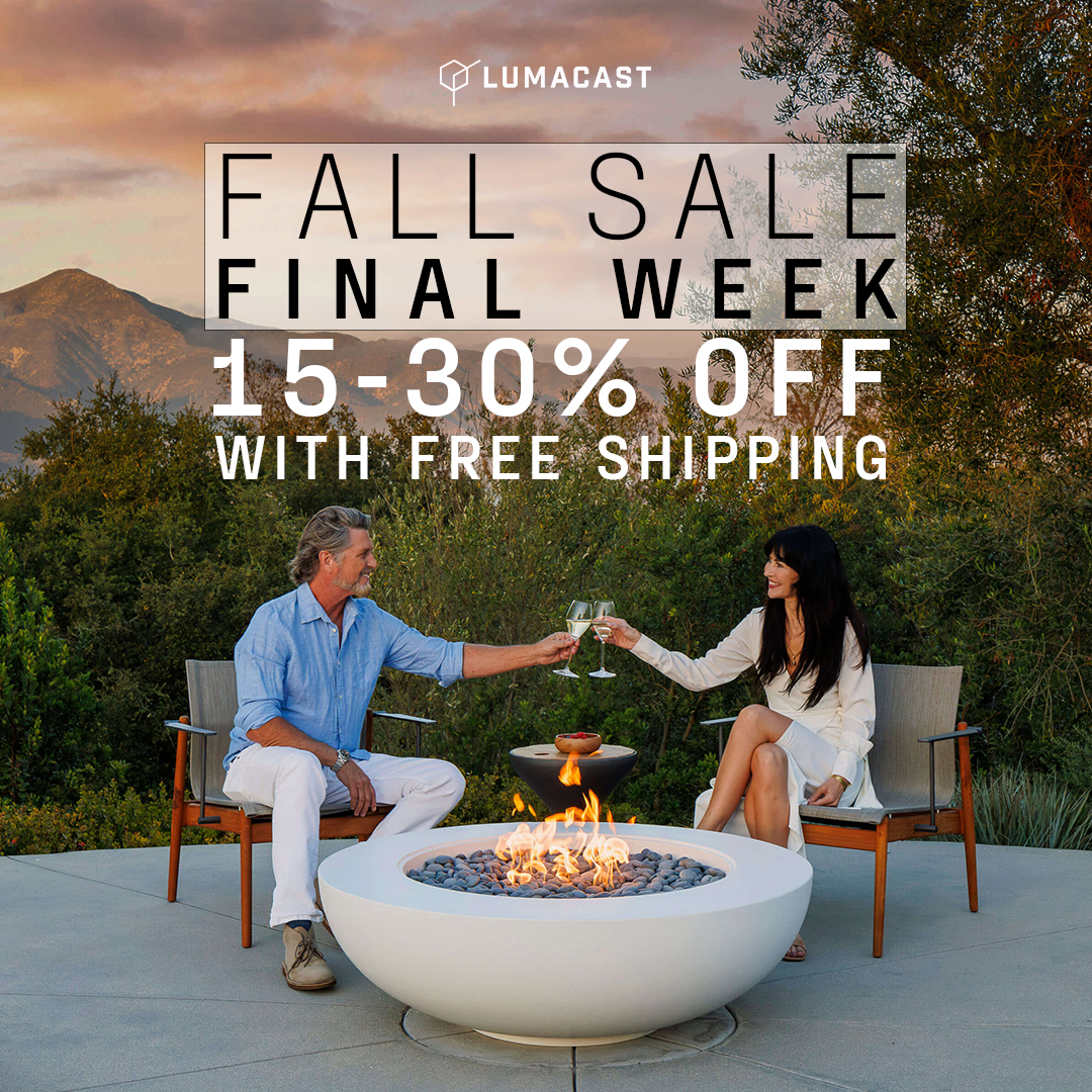 LumacastStudio's tweet image. Our Fall Sale ends this week!

Save 15% to 30% on the perfect Fire Feature for your outdoor living space with Free Shipping!

Visit our website now for these incredible Fall Savings: lumacast.com/pages/fall-sale

#FireFeatures #FirePits