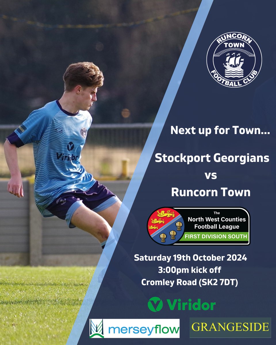 Next up…

🆚 <a href="/OfficialSGFC/">Stockport Georgians FC</a> vs Runcorn Town

📆 Saturday 19th October

🕢 3:00pm

🏆 NWCFL Div 1 South

📍Cromley Road, Stockport, Cheshire. SK2 7DT.

🎟️ £5 Adults, £2.50 Concessions, Under 16 FREE!