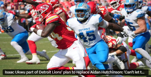 Isaac Ukwu part of Detroit Lions' plan to replace Aidan Hutchinson: 'Can't let them down'