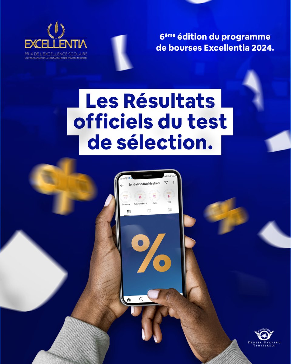 FondationLONA_'s tweet photo. [1/2] Enfin Ebimi, Inatoka !

Nous sommes fiers de vous présenter les noms, écoles et provinces éducatives des 79 lauréats qui ont décroché leur place parmi les bénéficiaires du programme de bourses #Excellentia de la @FondationDNT.

Ces jeunes talents ont brillé à l' Examen d'État 2023-2024, avec des résultats exceptionnels de 85 % ou plus.

Mais ce n'est pas tout ! Ils ont franchi avec succès la deuxième étape, le test de sélection du 11 octobre 2024 à Kinshasa, en obtenant un score d'au moins 70 % .

#BourseExcellentia2024 #FDNT #Éducation