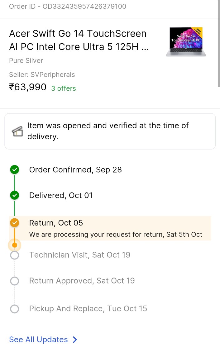 mr_vishnu_'s tweet photo. @Acer_India Is Acer selling defective products through @Flipkart  during big billion days &amp; then denying service?  Is this ethical?  Do I need to involve the National Consumer Forum? #RightToRepair #CustomerRights https://t.co/8SWIkGc00s