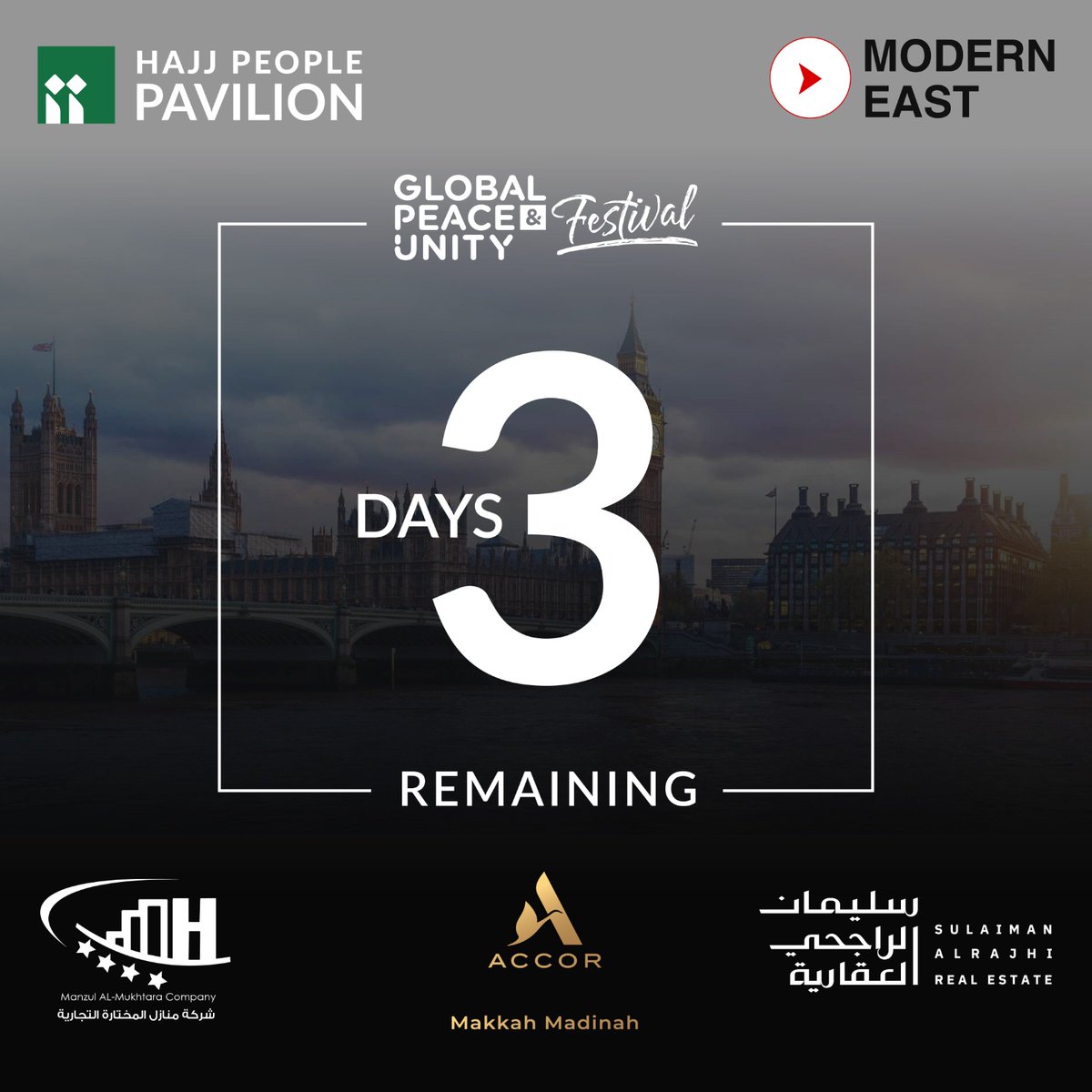 hajjpeople's tweet photo. The countdown is on! Only 3 days until the Global Peace &amp; Unity Festival kicks off at ExCeL London.  Explore the exhibition, attend the inspiring conference, and enjoy the Nasheed concert.
  #GPUFestival #PeaceAndUnity #Makkah #Madinah #Umrah https://t.co/iXWDDQiuxw