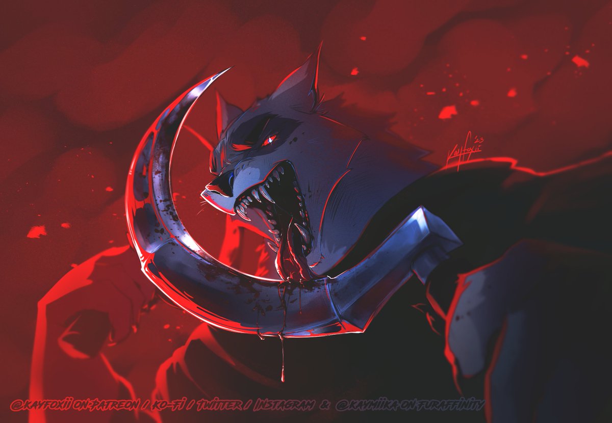 KayFoxii's tweet image. Tbt my favorite Death Wolf art for spooky month 👀💕