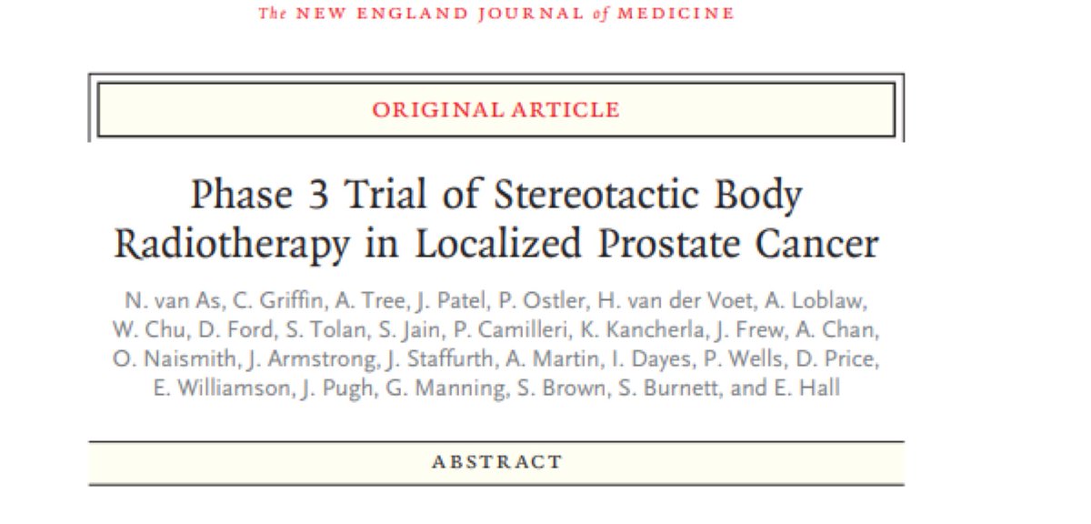 Nicholas van As (@nickva1) on Twitter photo Delighted to share the results of #PACE B trial, published in <a href="/NEJM/">NEJM</a> today
5 fraction SBRT is non inferior to CRT!
nejm.org/media/doi/full…
<a href="/alison_tree/">Alison Tree 💙</a> <a href="/ICR_CTSU/">Follow us on Bluesky @ICR-CTSU</a> <a href="/EmmaHall71/">Prof Emma Hall</a> <a href="/royalmarsdenNHS/">The Royal Marsden NHS Foundation Trust</a> <a href="/DrAndrewLoblaw/">Dr. Andrew Loblaw</a> <a href="/cpeedell/">Clive Peedell</a> <a href="/DrTolan/">ST</a> <a href="/ProfJOSullivan/">Prof Joe O'Sullivan</a> <a href="/DrSuneil_PCa/">Prof Suneil Jain</a> Delighted to share the results of #PACE B trial, published in <a href="/NEJM/">NEJM</a> today
5 fraction SBRT is non inferior to CRT!
nejm.org/media/doi/full…
<a href="/alison_tree/">Alison Tree 💙</a> <a href="/ICR_CTSU/">Follow us on Bluesky @ICR-CTSU</a> <a href="/EmmaHall71/">Prof Emma Hall</a> <a href="/royalmarsdenNHS/">The Royal Marsden NHS Foundation Trust</a> <a href="/DrAndrewLoblaw/">Dr. Andrew Loblaw</a> <a href="/cpeedell/">Clive Peedell</a> <a href="/DrTolan/">ST</a> <a href="/ProfJOSullivan/">Prof Joe O'Sullivan</a> <a href="/DrSuneil_PCa/">Prof Suneil Jain</a>