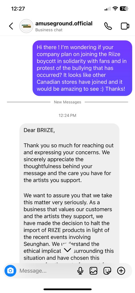 kdunphs's tweet photo. @SEVENRllZE @MEM0RllZE Proof that reaching out works! I messaged this Vancouver chain last night and they posted this morning and sent a very thoughtful response 🧡 Never give up briize #SMStandsForBullying #JUSTICE_FOR_SEUNGHAN https://t.co/zw2ggNrFRJ