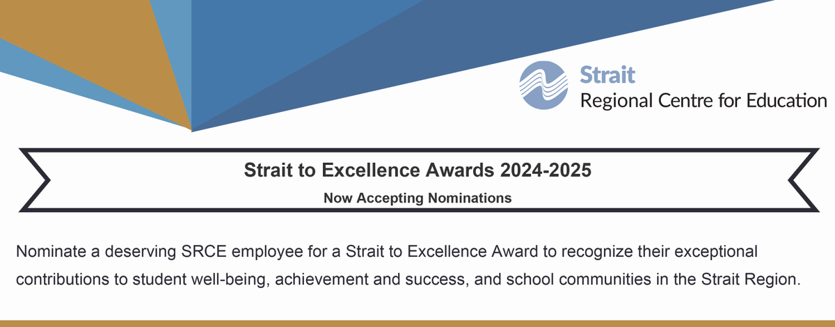 Nominate a deserving #SRCE employee for a "Strait to Excellence Award" to recognize their exceptional contributions to student well-being, achievement and success, and school communities in the Strait Region.

Learn more @ srce.ca/news/news_stor….