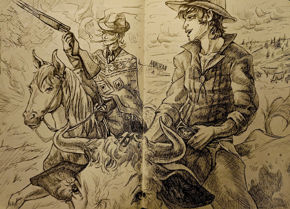 _Annuran's tweet photo. I'm alive.... And with cowboy AU

#devilman #デビルマン  #RyoAsuka #AkiraFudo #RyoKira #cowboyAU https://t.co/ob9wYiZa6r