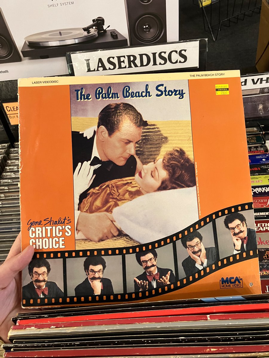 whothepignow's tweet photo. This rules. The gall of them putting a critic on the front, and then choosing the funniest one. Five times. 

And Imagine some finding their favourite screwball comedy on Laserdisc, then finding Gene fucking Shallit on the cover. This rules. https://t.co/JjClBfrRNe