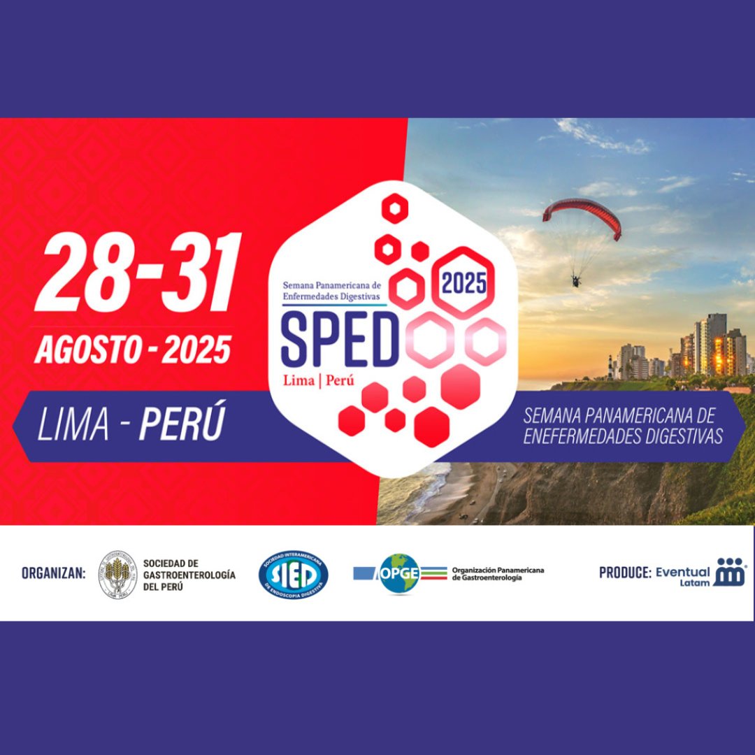 ¡Las inscripciones para la Semana Panamericana de Enfermedades Digestivas (SPED) 2025 ya están disponibles!

Inscríbete acá: eventual.meinscribo.cl/evento/235

Del 28 al 31 de agosto de 2025, en ciudad de Lima, Perú.