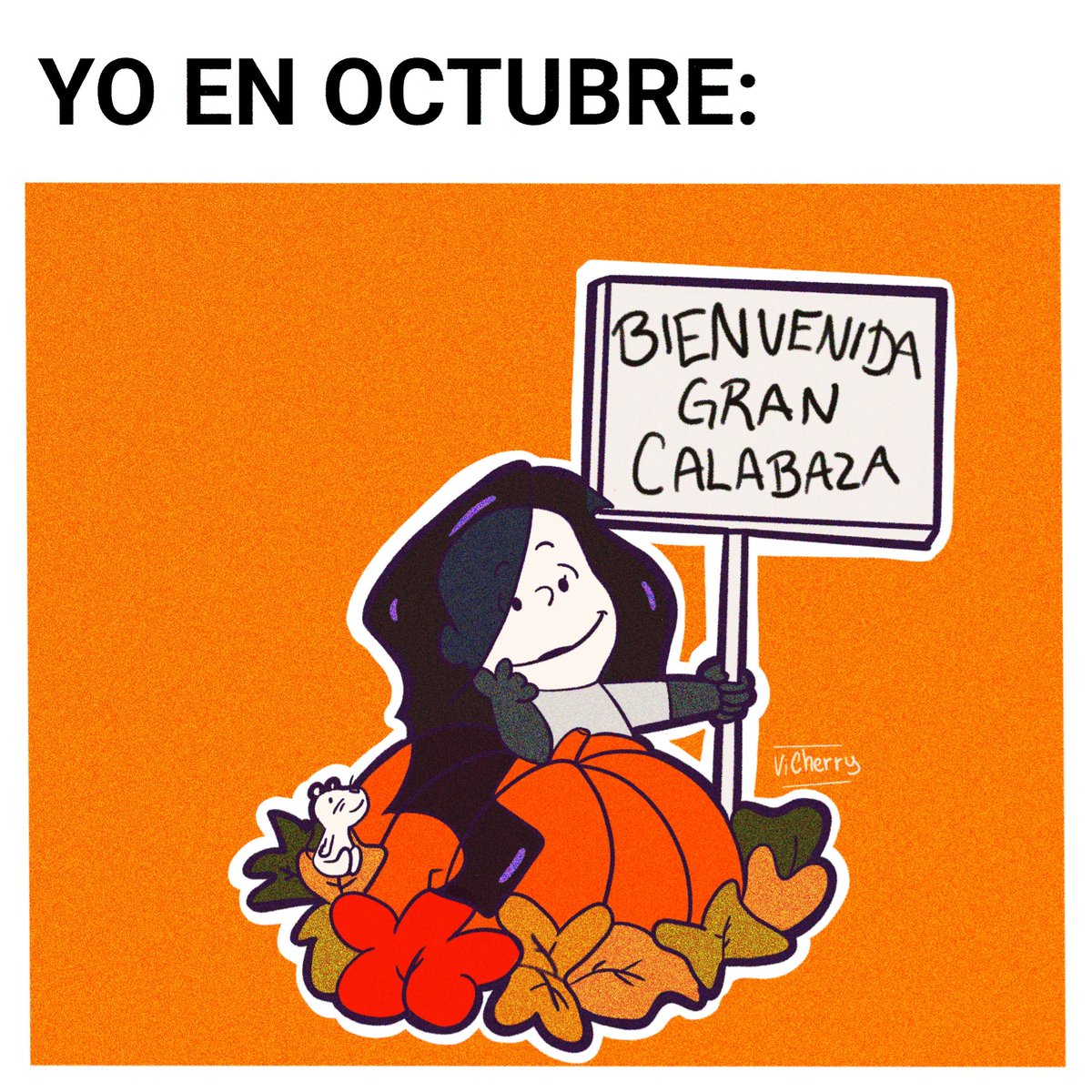 vicherry_'s tweet photo. Recordé que a Penumbre le gusta el otoño, así que una idea llevó a la otra 🎃🍂
COMPARTELO para que la gran calabaza te visite 😄

#Villantober2024 #Villainous #Villanos #Vicherry #CharlieBrown https://t.co/iJRZ7bPVy3