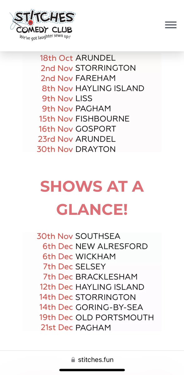 Due to popular request, you’ll be pleased to know that there’s a new ‘at a glance’ feature on our website so you can see the next few months’ Stitches Comedy Club shows. 

stitches.fun