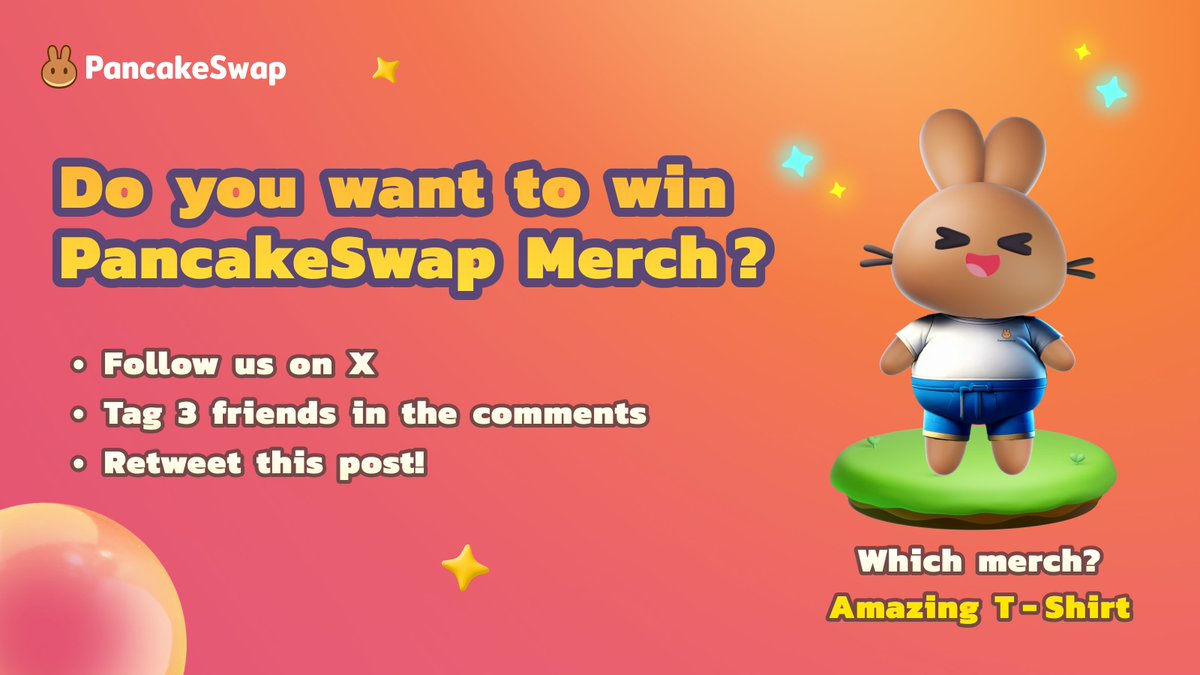 Do you want to win <a href="/PancakeSwap/">PancakeSwap</a> Merch ?

1️⃣ Follow us on X!
2️⃣ Tag 3 friends in the comments
3️⃣ Retweet this post!

Let’s grow the community and swap our way to victory! 

Good luck, everyone! 🥞

#PancakeSwap #Giveaway